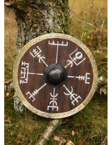 Scudo Viking Vegvísir con bordo in... Scudo Viking Vegvísir con bordo in...