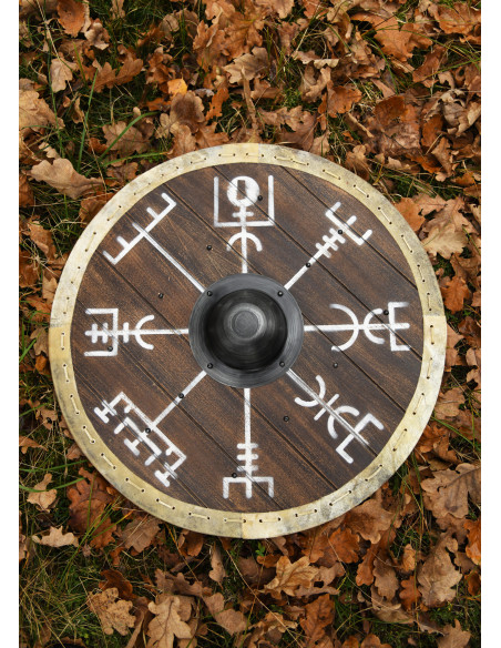 Scudo Viking Vegvísir con bordo in... Scudo Viking Vegvísir con bordo in...