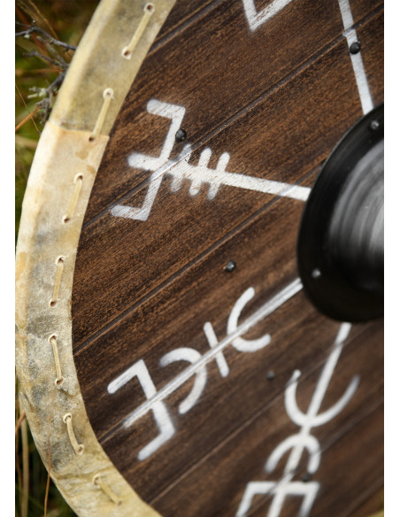 Scudo Viking Vegvísir con bordo in... Scudo Viking Vegvísir con bordo in...