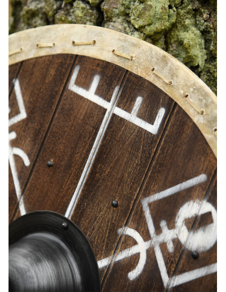 Scudo Viking Vegvísir con bordo in... Scudo Viking Vegvísir con bordo in...