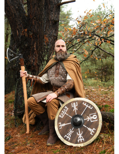 Scudo Viking Vegvísir con bordo in... Scudo Viking Vegvísir con bordo in...