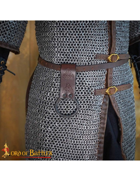 Tahalí celtico per asce in cuoio marrone