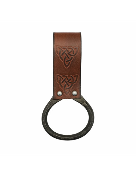 Tahalí celtico per asce in cuoio marrone