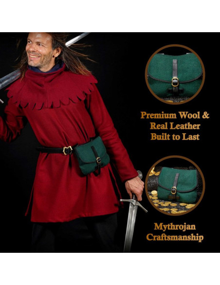 Borsa medievale per LARP in verde