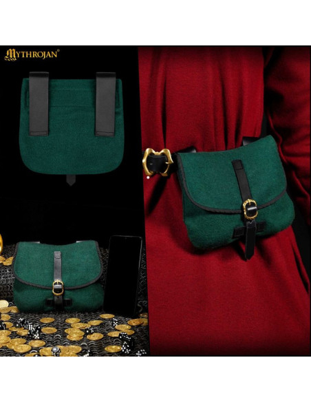 Borsa medievale per LARP in verde