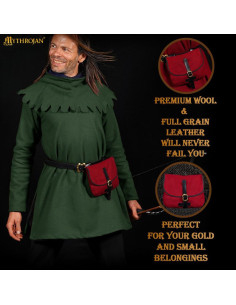 Borsa medievale per LARP in rosso vino 2