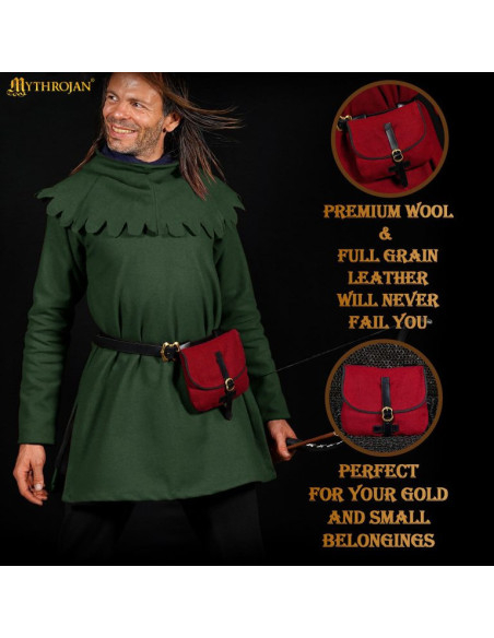 Borsa medievale per LARP in rosso vino