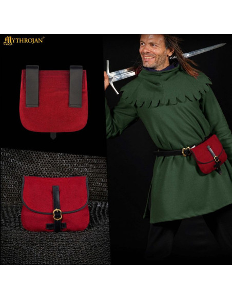 Borsa medievale per LARP in rosso vino
