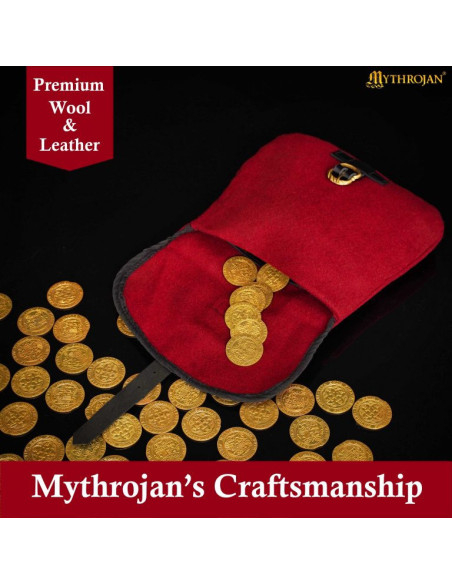 Borsa medievale per LARP in rosso vino