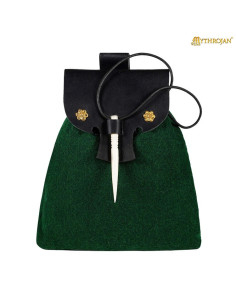 Borsa medievale, chiusura in osso, in verde bottiglia