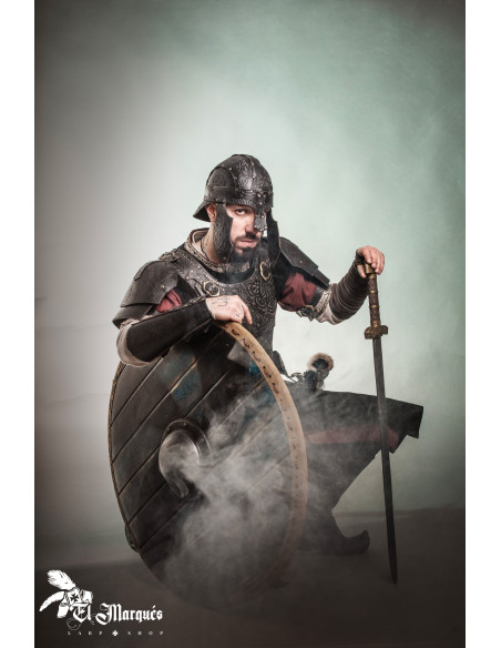 Casco Spangenhelm Baldur in cuoio,...