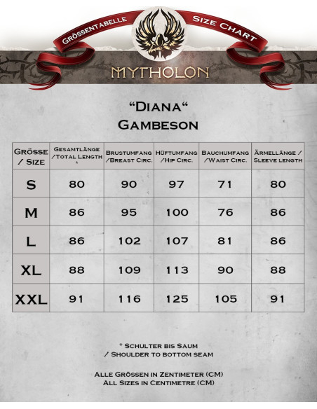 Gambesón medieval Diana in rosso