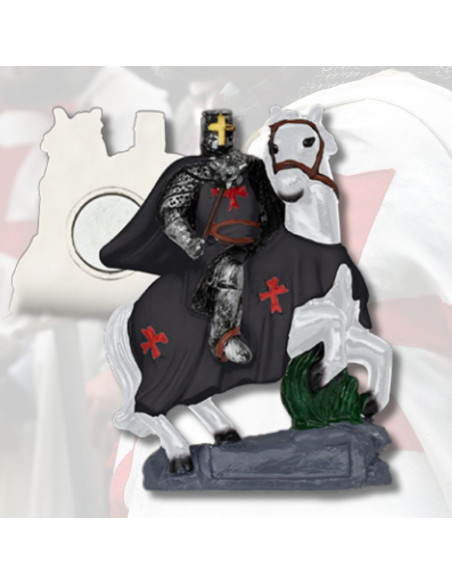 Imán Templario nero a cavallo (7 cm.)
