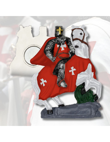 Imán Templario rosso a cavallo (7 cm.)