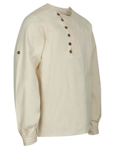 Camicia medieval in cotone modello Tymond, colore naturale 2