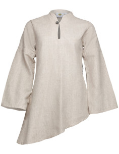 Blusa medieval in lino modello Galatea, bianco naturale