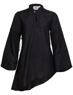 Blusa medieval in lino modello Galatea, colore nero