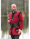 Gambesón medieval rosso-nero, maniche removibili