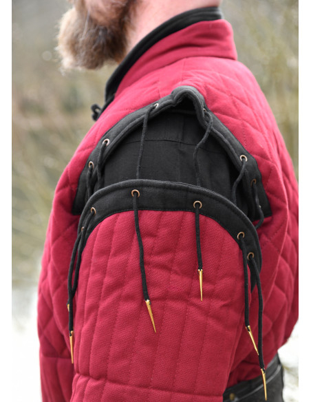 Gambesón medieval rosso-nero, maniche...