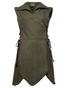 Túnica medieval in lana modello Galatea, colore verde