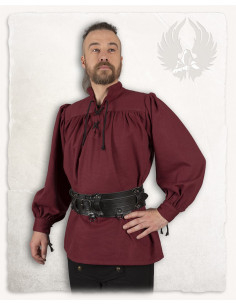 Camicia medieval in cotone modello Ansgar, colore bordeaux