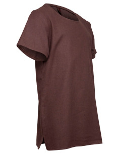 Tunika medievale base in cotone, colore marrone 2