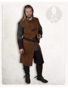 Tabardo medieval in pelle scamosciata modello Bowen,...