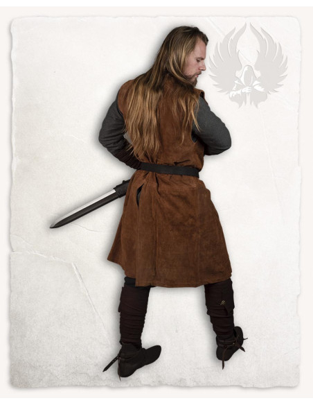 Tabardo medieval in pelle scamosciata...