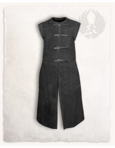 Gilet medieval lungo in camoscio modello Garen, colore nero
