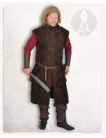 Tabardo medieval in pelle scamosciata...