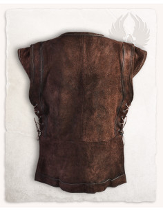 Gilet medieval chiuso in suede modello Penda, marrone 2