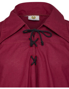 Camicia medieval in cotone modello Sawyer, colore bordeaux 2