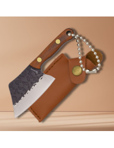 Coltello portachiavi con fodero, lama finitura antica