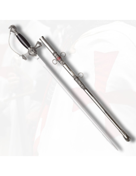 Spada templare decorativa con fodero,...