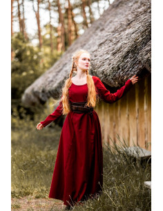 Tunica rossa lunga da donna medievale modello Scarlet