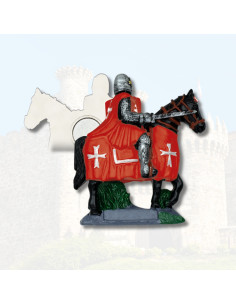 Magnete medieval in resina Cavaliere Templare a Cavallo