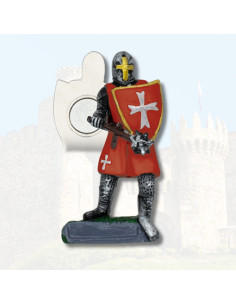 Immagine medievale in resina Cavaliere Templare rosso