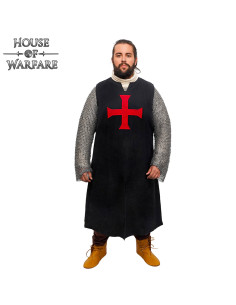 Tabardo medieval da crociato, colore nero