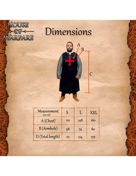 Tabardo medieval da crociato, colore...