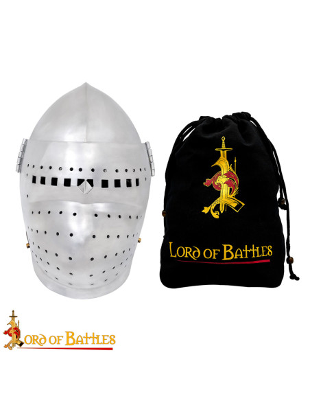 Bacinete medieval con visiera...