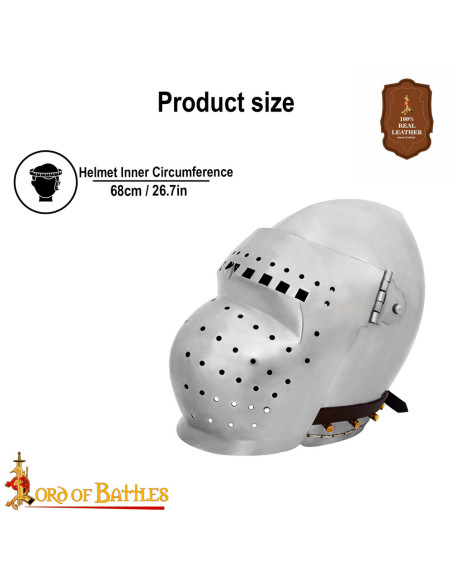 Bacinete medieval con visiera...