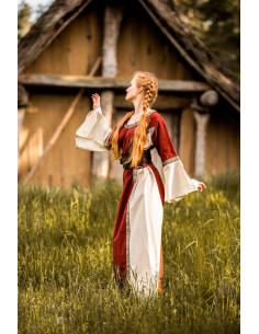 Abito medievale donna Angie, rosso-bianco naturale
