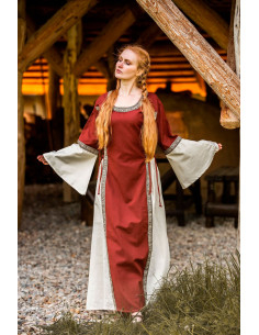Abito medievale donna Angie, rosso-bianco naturale 2