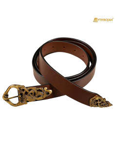 Cintura vichinga in pelle Midgard Serpente, colore marrone