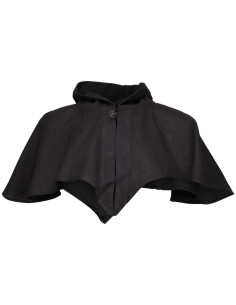 Cappuccio medievale con copri spalle, nero