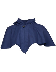 Cappuccio medievale con copri spalle, blu