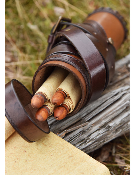 Capsa Romana portapergaminos in pelle