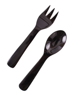Forchetta e cucchiaio medievale su asta (11 cm.)
