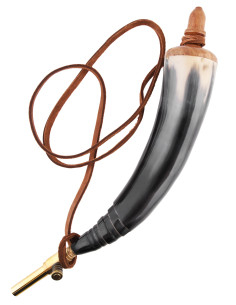 Polveriera in corno con tappo in ottone (25 cm. circa) 2