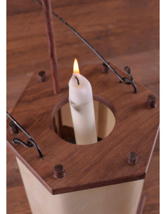 Lanterna in legno con pelle grezza (23,5 cm.) 2
